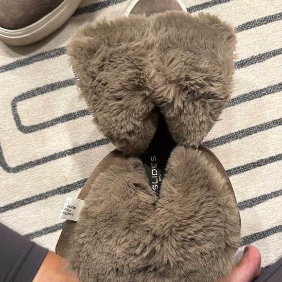 J/slides grey leather platform boots size 10 with faux fur lining - Picture 6 of 11